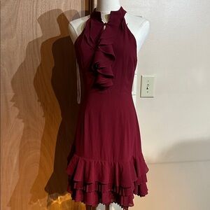 Blush Boutique burgundy ruffle Dress s